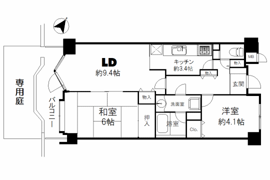 キャッスル湯河原　吉浜ビーチ徒歩6分　専用庭付き2LDK