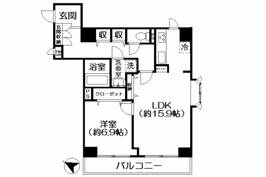 ライオンズマンション湯河原第3　駅徒歩10分　角部屋　4階1LDK